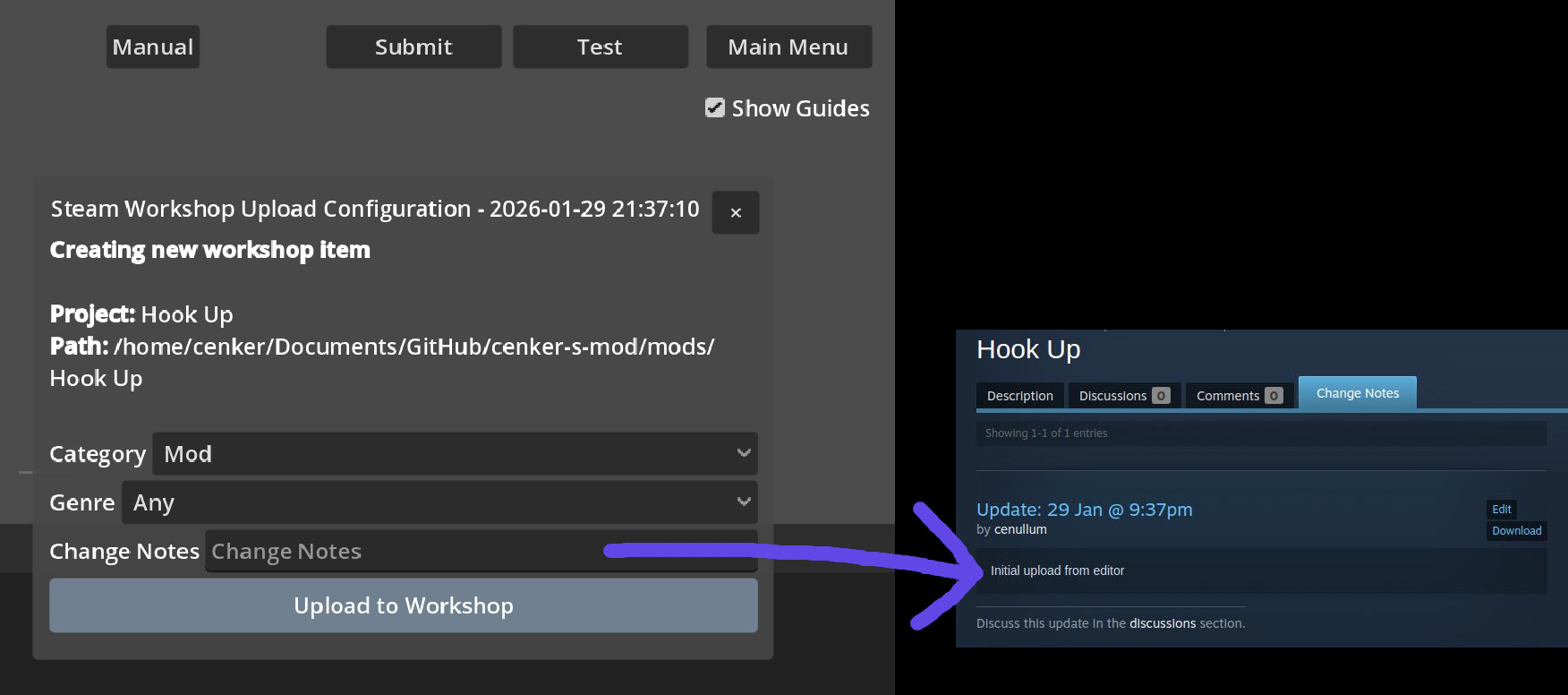 Configuring change notes and categories